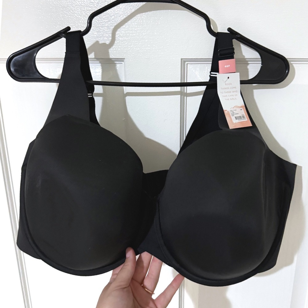 Cacique Lane Bryant Black Smooth Lightly Lined Balconette Bra 46F NWT